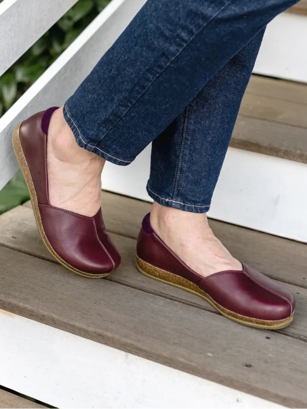 Stegmann Women’s Liesl Leather Skimmer Heel Slip On in Burgundy Purple 7.5